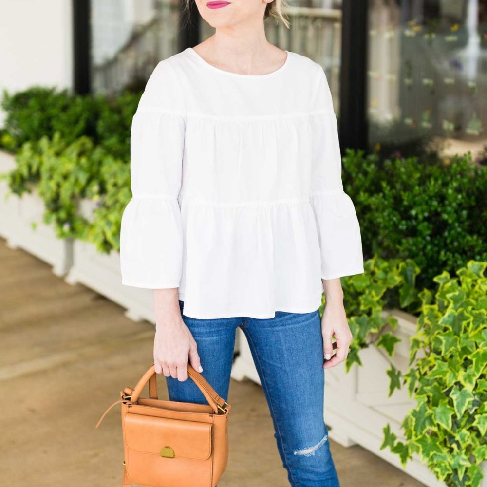 Madewell White Tiered Top